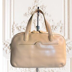 Lamarthe Beige Leather Satchel Handbag